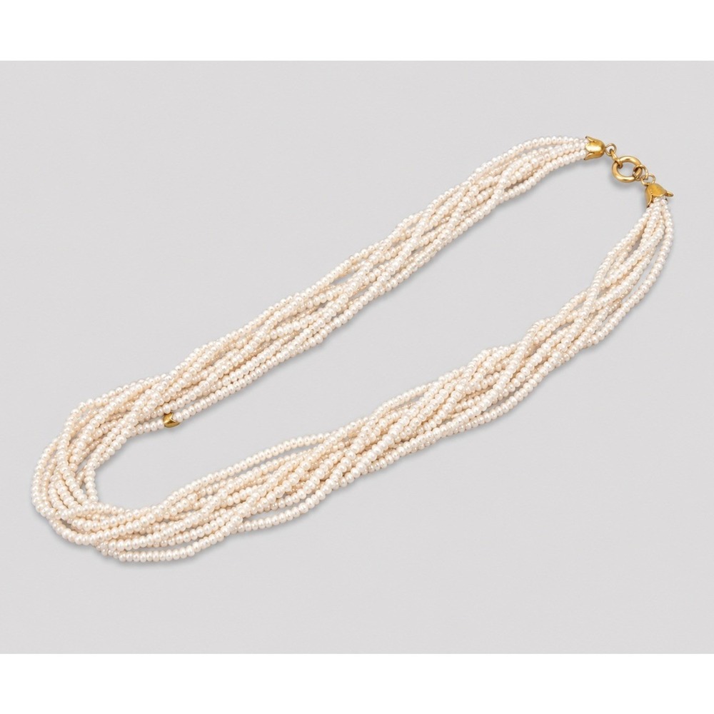 Vintage Cream Multi‎ Strand Seed Bead Twisted Rope Flapper Necklace 46 Inch